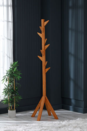 Ahşap Ayaklı Askılık Portmanto Modern Elbise Askısı 175 Cm  Ceviz - Meşe - Beyaz - Gri