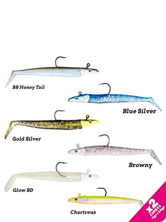 Fujin Zand Eel 11cm 7gr-14gr Double Body+Head Silikon Balık Blue Silver