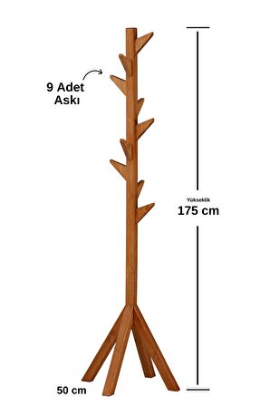 Ahşap Ayaklı Askılık Portmanto Modern Elbise Askısı 175 Cm Meşe