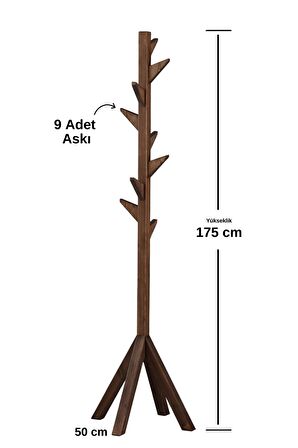 Ahşap Ayaklı Askılık Portmanto Modern Elbise Askısı 175 Cm Ceviz