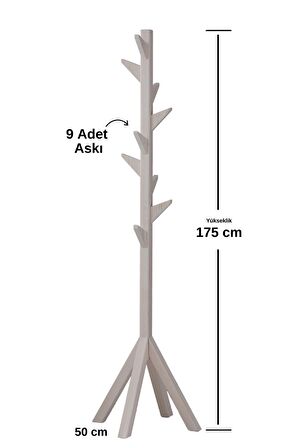 Ahşap Ayaklı Askılık Portmanto Modern Elbise Askısı 175 Cm Beyaz