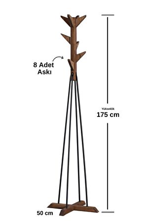 Ayaklı Elbise Askısı Portmanto Askılık Ceviz Rengi