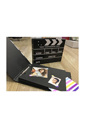 Dekoratif Sinema Klaket Tasarımlı Fotoğraf Albümü Anı Defteri Etiket Hediyeli