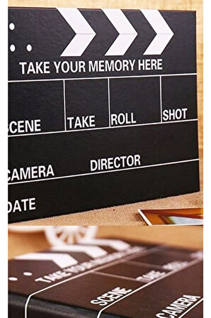 Dekoratif Sinema Klaket Tasarımlı Fotoğraf Albümü Anı Defteri Etiket Hediyeli