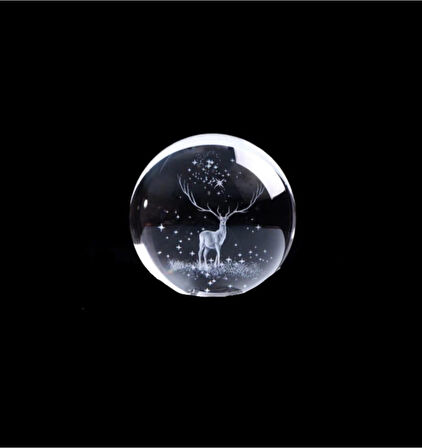 Dekoratif Geyik Temalı Işıklı Renk Değiştiren Dekoratif Cam Küre Hediyelik 