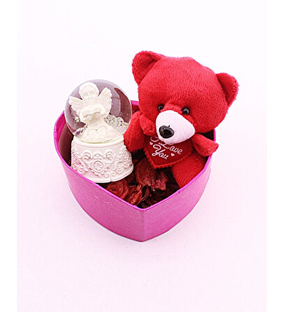 Home Dekor Hediye Sevgiliye Özel Günlere Dekorarif Şık Hediye Mini Ayıcık ve Melek Kar Küresi Hediye