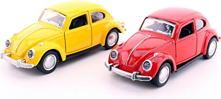 Star Global Dekoratif 2 Adet Çek-Bırak Metal Vosvos Araba Dıe Cast Büyük Boy 12CM Sarı-Kırmızı