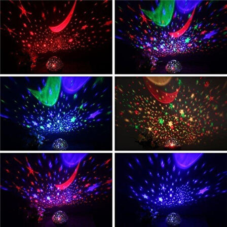 Dekoratif Çocuk Odası Gece Lambası Pembe Dönen Projeksiyon Gece Lambası Star Master Ay Yıldızlı led