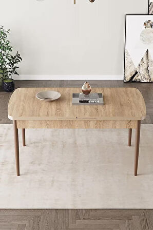 Loft Meşe Desen 80x132 Açılabilir Mdf Masa Yemek Odası Takımı, Mutfak Takımı 4 Sandalye, 1 Bench