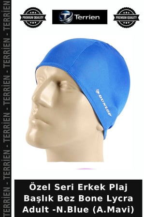 Özel Seri Erkek Plaj Başlık Bez Bone Lycra Adult -N.Blue (A.Mavi)