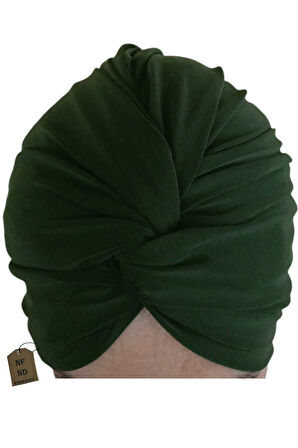 Bone Hazır Geçmeli Dış Bone Tarz Tesettür Yarım Kapalı Şal Hijab Sosyete Bone Süslü Haki Sandy Kumaş