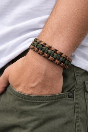 Paracord Bileklik Haki Kahve, Unisex, Cobra Model, Dayanıklı El Örgüsü