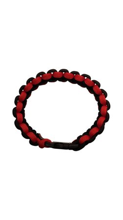 Paracord Bileklik Siyah Kırmızı, Unisex, Cobra Model, Dayanıklı El Örgüsü