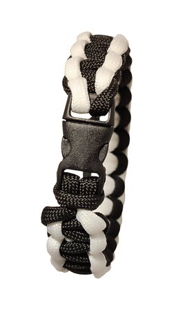 Paracord Bileklik Siyah Beyaz, Unisex, Cobra Model, Dayanıklı El Örgüsü