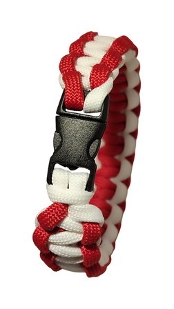 Paracord Bileklik Kırmızı Beyaz, Unisex, Cobra Model, Dayanıklı El Örgüsü