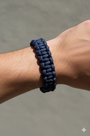 Paracord Bileklik Lacivert, Unisex, Cobra Model, Dayanıklı El Örgüsü