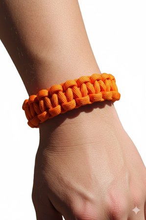 Paracord Bileklik Turuncu, Unisex, Cobra Model, Dayanıklı El Örgüsü