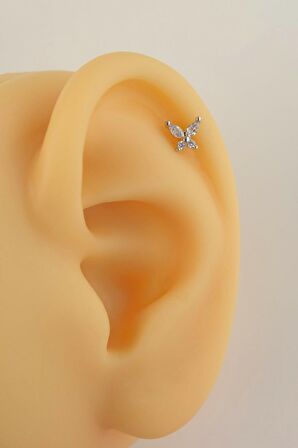 Kelebek Piercing Helix Kıkırdak Lob Gümüş Renkli