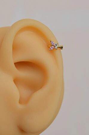 Gold Pembe Kanatlı Kelebek Piercing Tragus Helix Forward Helix