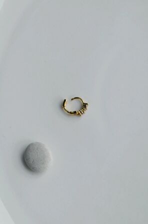 Gold Taşlı Halka Tragus Piercing Helix Lob Forvard Helix