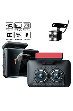 Araç İçi HD Kamera Video Kaydedici 3 Kamera 1080P Full HD Araç Kamerası WDR G-Sensor 5Mp Büyük Ekran