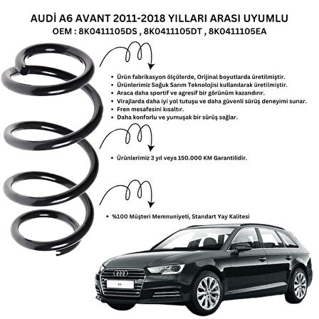Audi A6 Avant (2011-2018) Uyumlu Standart Yay ST102003F - Ön Helezon Yay Takımı - 2 Adet