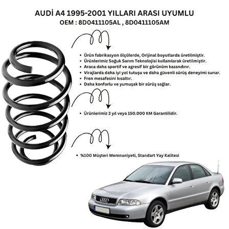 Standart Yay ST102004F - 1995-2000 Audi A4 Ön Helezon Yay Takımı (2 Adet)