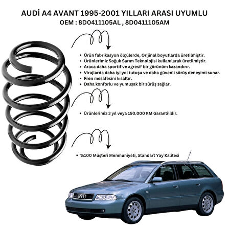 Standart Yay ST102004F - 1995-2000 Audi A4 Avant Ön Helezon Yay Takımı (2 Adet)