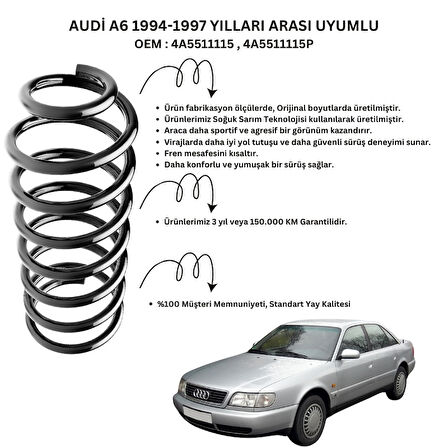 Standart Yay ST102004R - 1994-1997 Audi A6 Arka Helezon Yay Takımı (2 Adet)