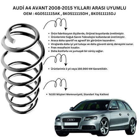 Audi A4 Avant (2008-2015) Uyumlu Standart Yay ST102005R - Arka Helezon Yay Takımı - 2 Adet