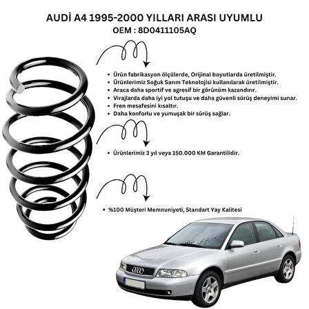 1995-2000 Audi A4 İçin Standart Yay ST102005F - 2 Adet Ön Helezon Yay Takımı