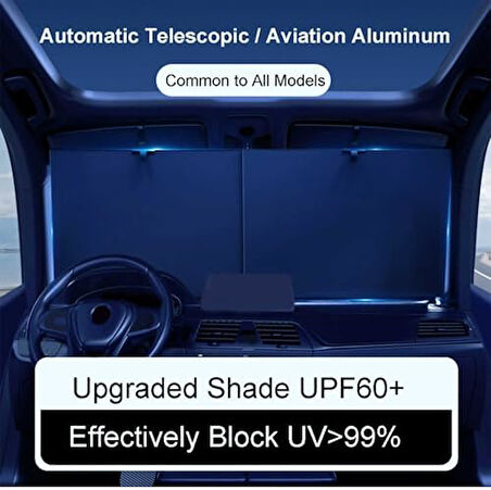 Otomatik Katlanır Araba Otobüs Kamyon Güneşliği UV Korumalı Isı Yalıtımlı Ön Cam Güneşlik 2'li 70x120cm