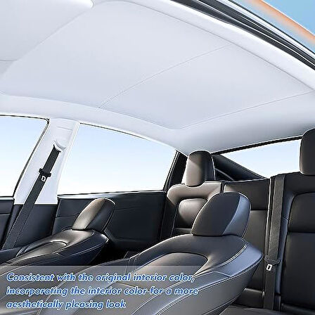 Tesla Model Y 2020–2023 Tavan Penceresi Güneşlik Katlanabilir UV Isı Yalıtımlı Çantalı Dış Gri İç Siyah