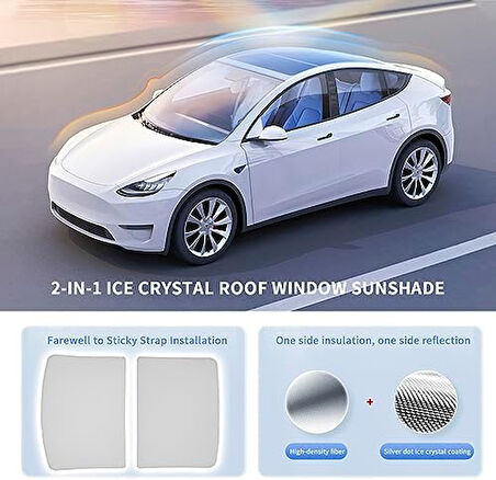 Tesla Model Y 2020–2023 Tavan Penceresi Güneşlik Katlanabilir UV Isı Yalıtımlı Çantalı Ön Arka Yüz Gri