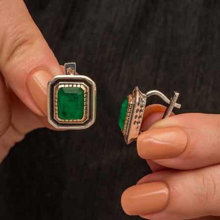 925 Ayar Gümüş Yeşil Taşlı Otantik Kadın Takı Seti – 22 gr
