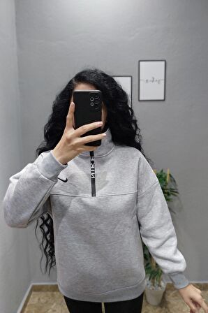 Gri Şardonlu Oversize Sweat