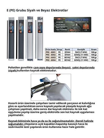 Prolektro Kaynak Çubuk (E) Pe (Poli̇eti̇len) Geniş Siyah 11 mm (Paket Içi̇ 12 Adet) Plastik Kaynak Elektrot