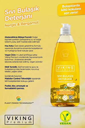 Viking Premium 3'lü 750 ml Orman Meyveli Fesleğenli Limonlu Elde Yıkama Deterjanı