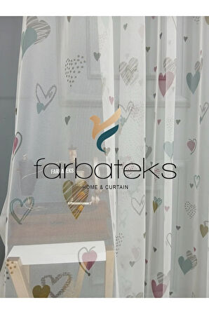 Çocuk Odası Renklli Kapli Rengarenk Kız Çocuk Odası Tül Perde 3Kat Pileli