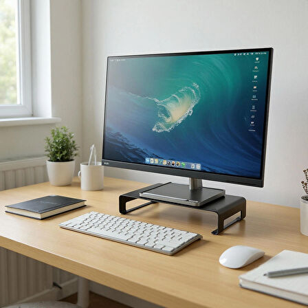 Prexua Riser Masaüstü Monitör Standı - Monitör Yükseltici - Siyah - Medium