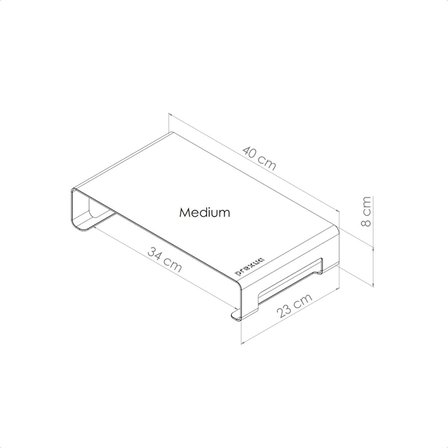 Prexua Riser Masaüstü Monitör Standı - Monitör Yükseltici - Siyah - Medium