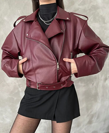 PRİFALDİ SUNİ DERİ CROP BIKER CEKET