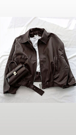 PRİFALDİ OVERSİZE BOMBER DERİ CEKET