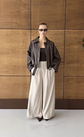 PRİFALDİ OVERSİZE BOMBER DERİ CEKET