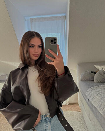 PRİFALDİ PB OVERSİZE BOMBER DERİ CEKET