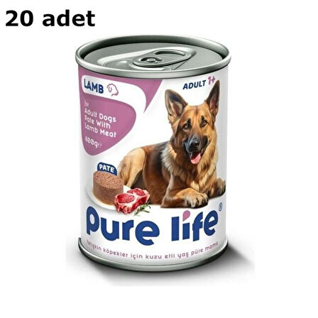 Pure Life Kuzu Etli Püre Yetişkin Köpek Konservesi 400 Gr* 20ADET