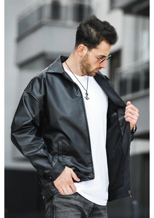 PRİFALDİ ZR Oversize Erkek Yumuşak Deri Deri Ceket