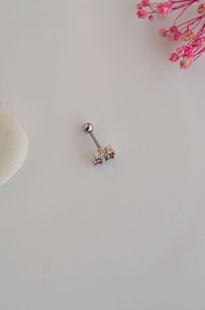 Kiraz Piercing Tragus Helix Kıkırdak Gümüş Renk