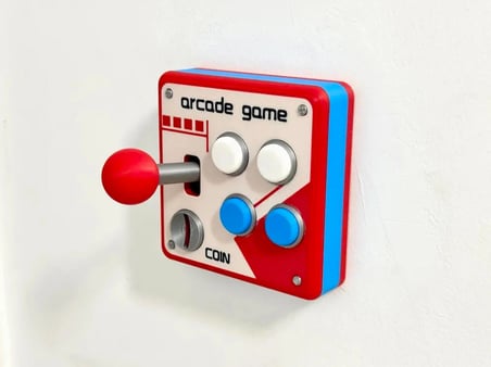 Arcade Atari Oyun Kumandası Görünümlü Duvar Prizi - Anahtar Çerçevesi - Mini Joystick Dekoratif Anahtar Çerçevesi Süsü - Çocuk Odası, Gamer Odası Anahtar Süsü - Priz Çerçeve - Işık Anahtar Kapağı