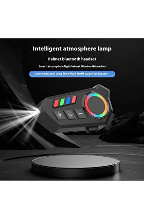Fener Işık Özellikli Kask Kulaklık Su Geçirmez Bluetooth 5.4 Motosiklet Kask Kulaklığı RGB Işıklı